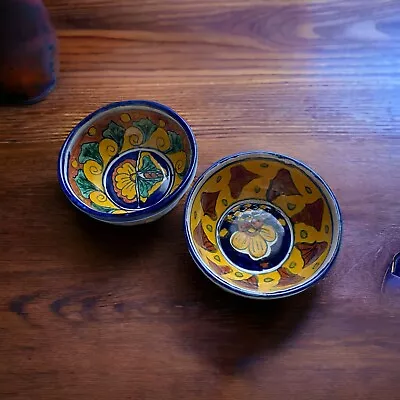 Mexico Pottery Bowls Set Of 2 Amora Talavera 5.5” Colorful Hand Painted Floral • $24.94