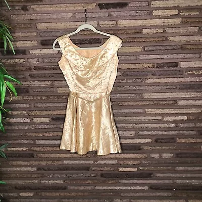 Vintage Handmade Embroidered Satin Skater Mini Dress XS • $29.87