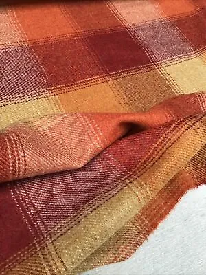 Abraham Moon Laura Ashley Keswick Sienna 100% Wool Check Fabric PER 1M • £16