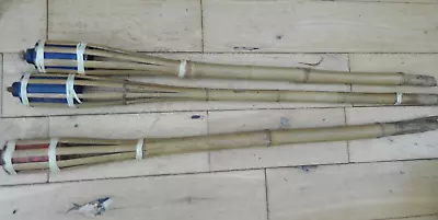 3 Large Vintage Bamboo Torch Garden Lanterns 90cm • £14.99