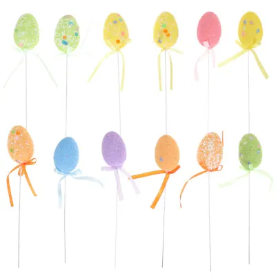  12 Pcs Foams Eggs Topper Cupcake Toppers Garland Picks Bouquet Small • £6.52