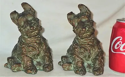 ANTIQUE McCLELLAND BARCLAY ARTIST SCULPTOR SCOTTISH TERRIER DOG STATUE BOOKENDS • $895