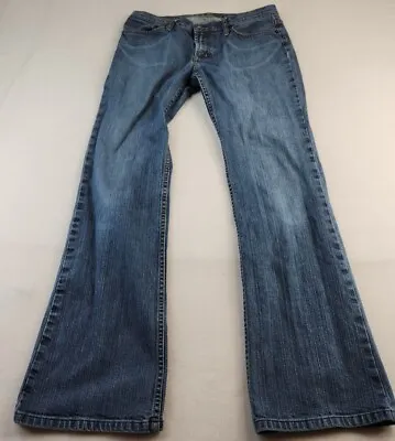 X2 Denim Laboratory Flare Leg Womens Blue Denim Jeans Size 34 X 32 • $11.69