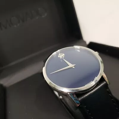 NIB $695 Movado Museum Blue Dial Stainless Steel Watch 07.4.14.1458 (see Detail) • $349.99