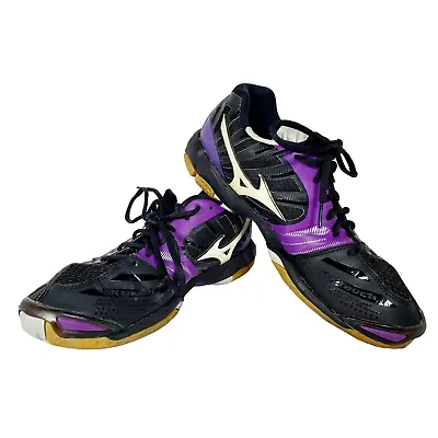 Mizuno Wave Tornado X Women's Size 10 Volleyball Walking Shoes Black Purple • $33.58