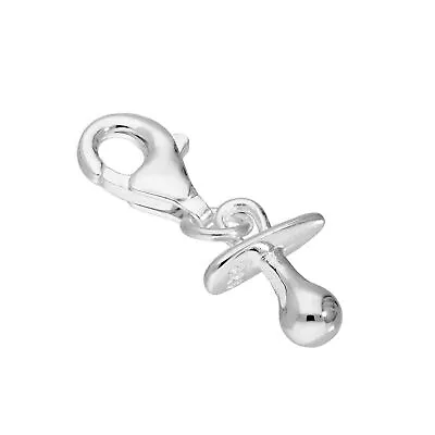 Sterling Silver Baby's Dummy Clip On Charm Babies Pacifier Child Charms • £10.75