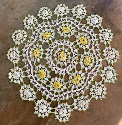 Beautiful Hand Crochet Circular Table Cover Roses • $35