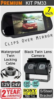 £235 • Buy Hi-Res Mirror Easy-Fit Reversing Camera Kit -Black Twin Lens CCD Camera- EW3222B