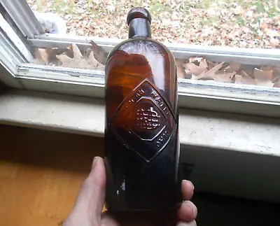 DEVONIAN WATER LORAIN OHIO RARE 1880s DUG AMBER MEDICINAL MINERAL WATER BOTTLE • $98