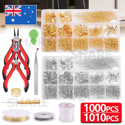 1000/1010PCS Jewellery Making Kit Wire Findings Pliers Starter Tool Earring DIY • $13.85