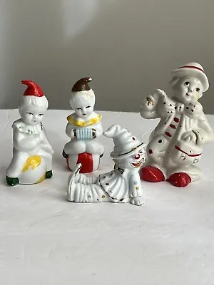 $7.98 • Buy Lot Of 4 Vintage Miniature Circus Clown Figurines Music Nanco Ceramic White Red