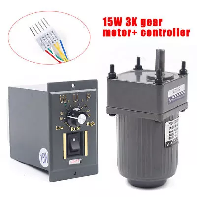 110V AC Gear Motor Electric + Variable Speed Controller 1:3 0-450 RPM 15W Motor • $62.70