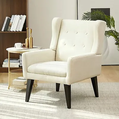 Accent Chair Mid Century Modern Upholstered Fabric Armchair Wingback Chairs • $189.99