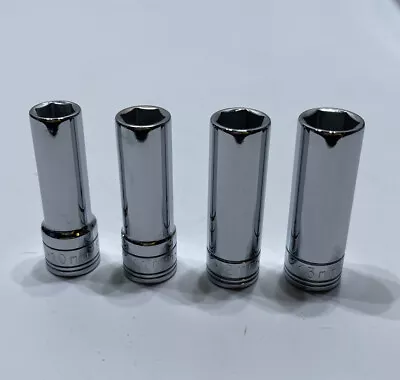 Set Of 4 SK Hand Tools 3/8in Drive 6 Point Deep Metric Sockets 10 11 12 13mm • $32