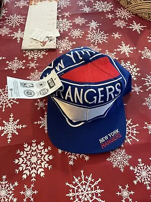 NEW YORK RANGERS 90s BIG PRINT LOGO CAP NHL SNAPBACK THE GAME VINTAGE ONE SIZE • $300