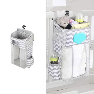 Baby Nursery Organizer And Crib Bed Diaper Pocket Hanging Bag For Infant Storage • £13.20