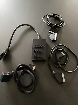 £3.99 • Buy 3 Scart Leads And 3 Way Scart Lead Splitter Switch Box Adapter Extension