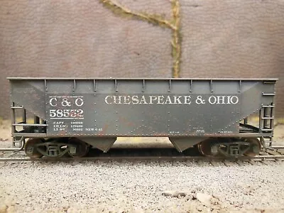 Ho Scale Custom Weathered C&o 58552 Chesapeake & Ohio 2-bay Hopper • $54.99