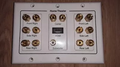 $19.95 • Buy 7.1 Home Theater Speaker Wall Plate + 1 RCA LFE Jacks + 1 HDMI Connectors White