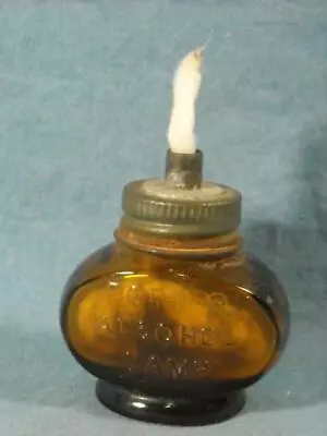 Vintage Embossed Amber Glass Laboratory Pharmaceutical Porter Alcohol Lamp • $17.99