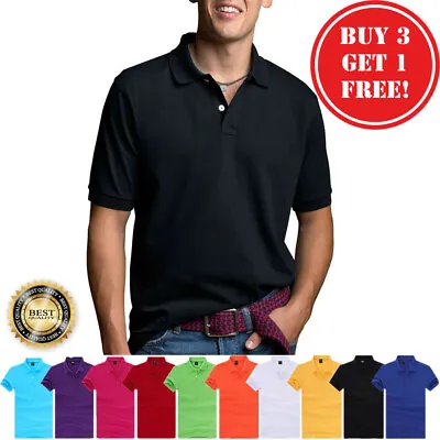 Men's Polo Shirt Golf Sports Cotton Short Sleeve Jersey Casual Plain T-Shirt • $10.89