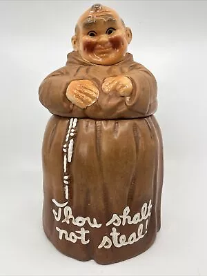 Vintage 12” Ceramic Glazed Monk Friar Cookie Jar Thou Shalt Not Steal ! • $59