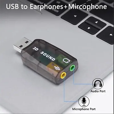 USB Port TO Mini Jack Adapter For Apple Mac Laptop PC Headset Sound CONVERTER UK • £4.95