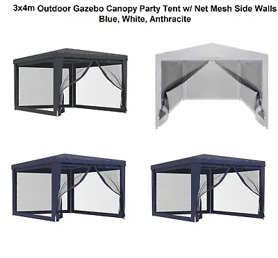 $154.83 • Buy 3x4m Outdoor Gazebo Canopy Marquee Wedding Party Tent W/ Side Walls Net Mesh