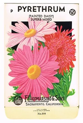 Original Vintage Seed Packets Flowers C1930s-1940s Sacramento Pyrethrum Daisy • $4.95