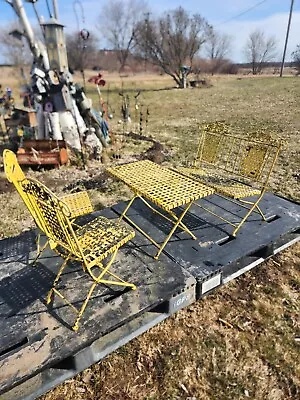 Vintage Folding Wrought Iron Childrens Garden Patio Set • $1500