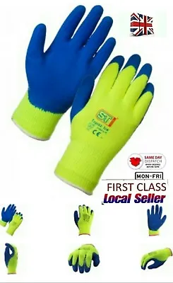 10 Pairs Hi Vis/Viz Cold Store/Freezer/Thermal Grip Winter Safety Work Gloves M • £39.99