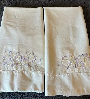 Vintage Embroidered Mr Mrs Pillowcases • $13.99