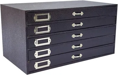 Jewelry Storage Organizer Case Cabinet 5 Drawer Black Faux Leather 15  X 8  • $39.95