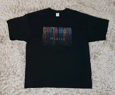 Costa Maya Mexico Bejeweled Mens Black Crew Neck Yazbek T-Shirt Sz 2XL  • $18