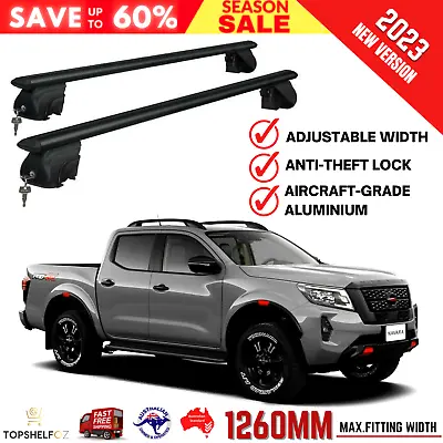 Roof Racks - Black For Nissan Navara NP300 (D23) 4dr Universal Aluminium Car Bar • $149.99