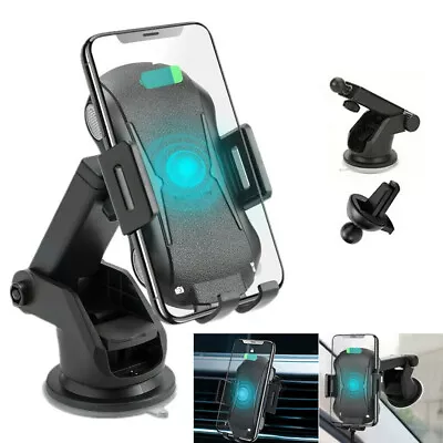 Wireless Car Charger Fast Charging Phone Holder 3 In 1 Phone Mount Auto Clamp • $16.90