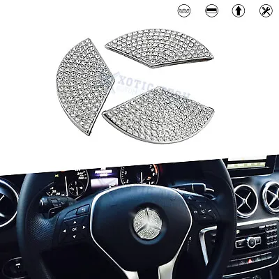 44mm Car Steering Wheel Center Logo Rhinestone Emblem Sticker For Mercedes Benz • $16.98
