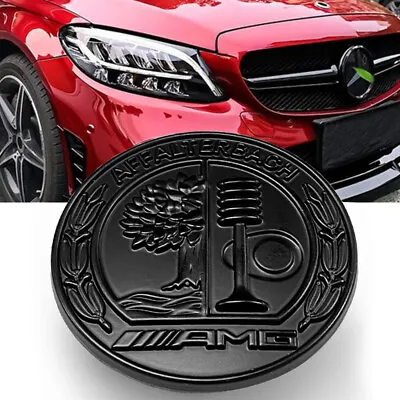 Front Hood Emblem Black Apple Tree Flat Paste Badge Decal For AMG AFFALTERBACH • $15.99