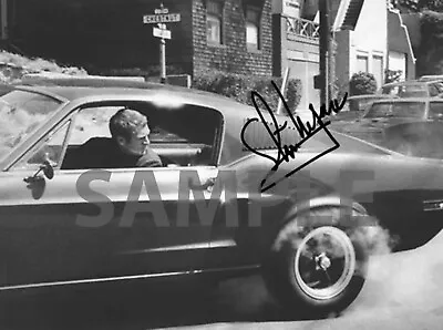 Steve McQueen With Bullitt Mustang Autographed B&W 8X10 Reprint • $11.99