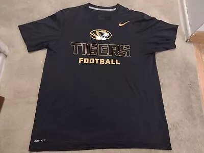 Missouri Mizzou Tigers Football Size Large Black Dri Fit Nike T Shirt • $12