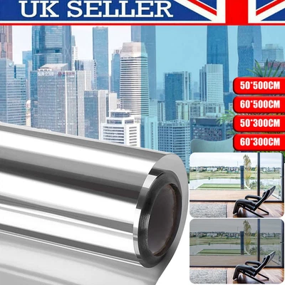 £12.99 • Buy One Way Mirror Window Film Reflective Home Privacy Solar Tint Foil Glass Sticker