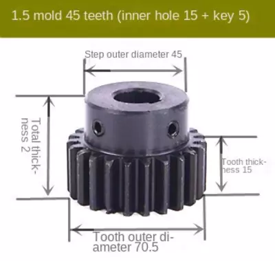 10pc 1.5 Die 45 Tooth Hole 15 Key 5 Bump Gear Motor Gear Spur Gear With Step • $448.55