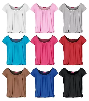 BNWT Women's Peasant Gypsy Top With Cap Sleeve & Elasticated Bottom Sizes 8-20 • £8.99