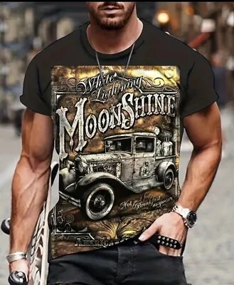 MOONSHINE TRUCK Large T SHIRT WHITE LIGHTNING Polyester  • $11.60