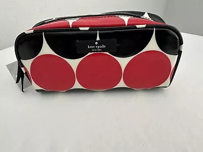 Kate Spade New York Small Henrietta Daycation Black & Red Dots Pouch Makeup Bag • $51.27