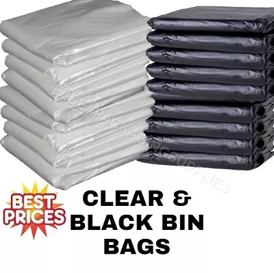 £10.85 • Buy Rubbish Bags Black + Clear Refuse Sacks Heavy Duty Bin Liner 140g/160g/200g