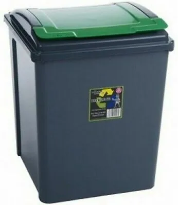£17.79 • Buy 50L Bin & Lid Graphite/Green Plastic Recycle Bin Kitchen Garden Rubbish Dustbin 