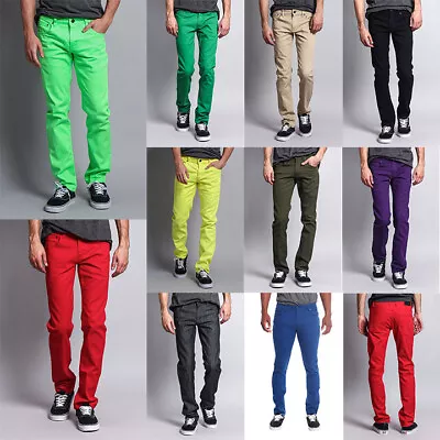 Victorious Men's Spandex Color Skinny Jeans Stretch Colored Pants   DL937-PART-2 • $25.95