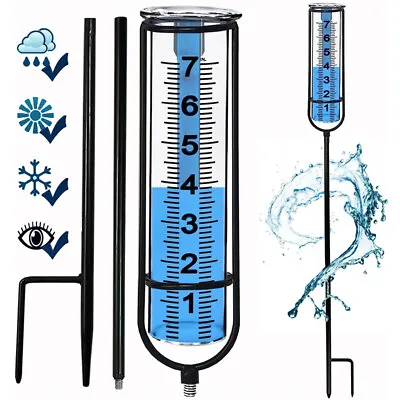 Water Rain Gauge With Stake Rainwater Rainfall Guage Garden Outdoor Rain Meter • £9.54