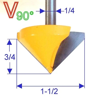 $16 • Buy 1 PC 1/4  Shank 1-1/2  Diameter 90° V-Groove V Grooving Router Bit S